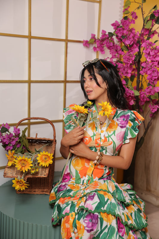 Tropical Ruffle Maxi