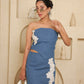 Denim Bloom Corset Set